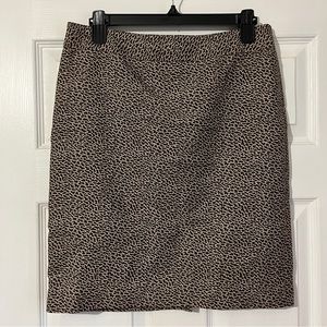 LOFT: Brown and cream silk blend, leopard print pencil skirt